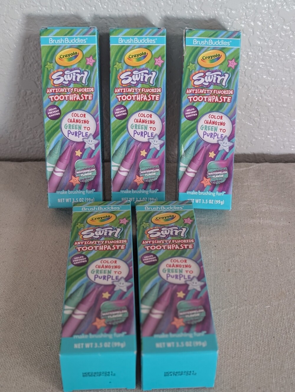 Crayola Swirl Anticavity Color Changing Toothpaste Watermelon 3.5oz Fluoride x 5